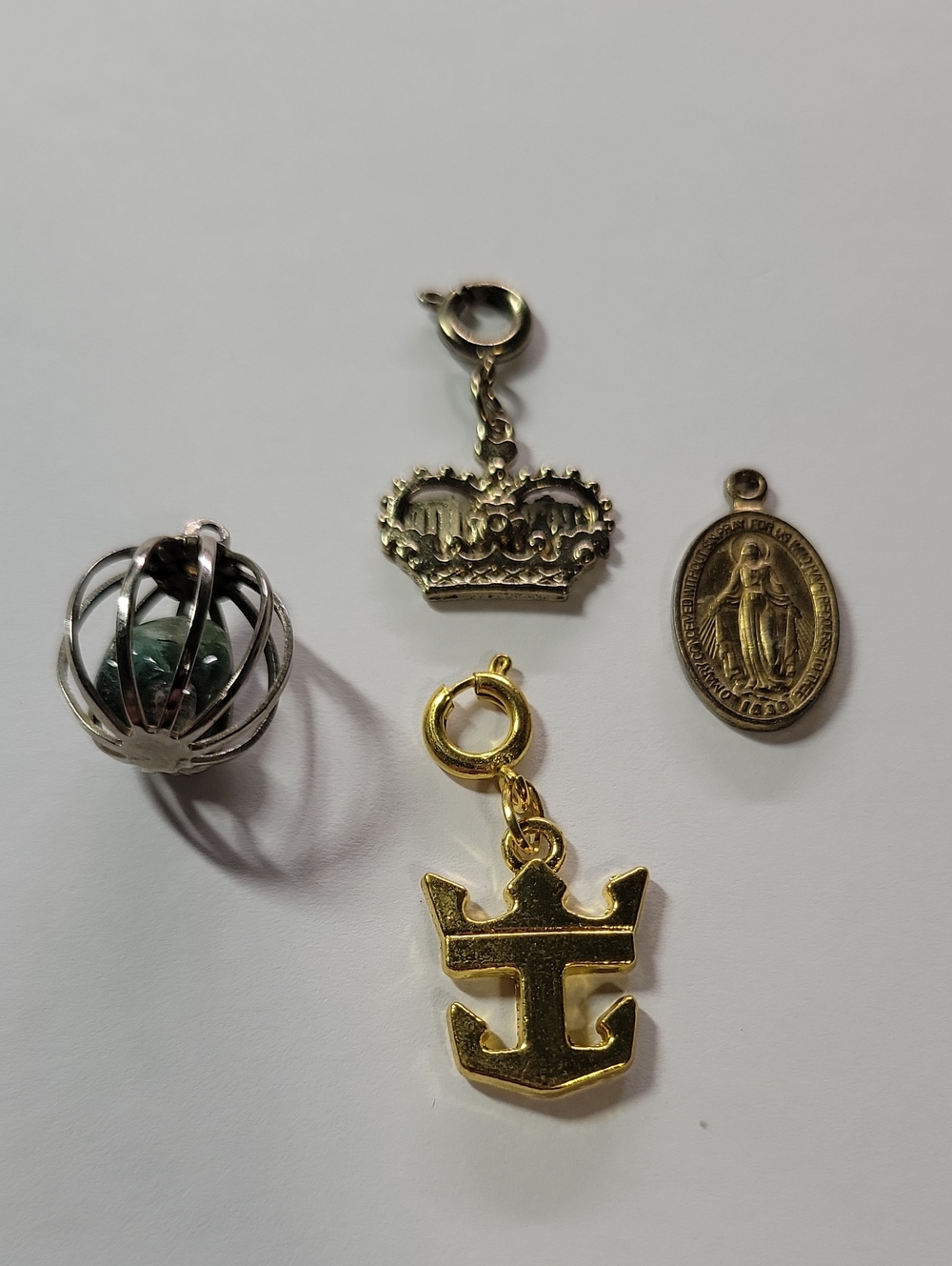 Mixed Metal Charms Lot - Crowns, Anchor, Medallion, Orb